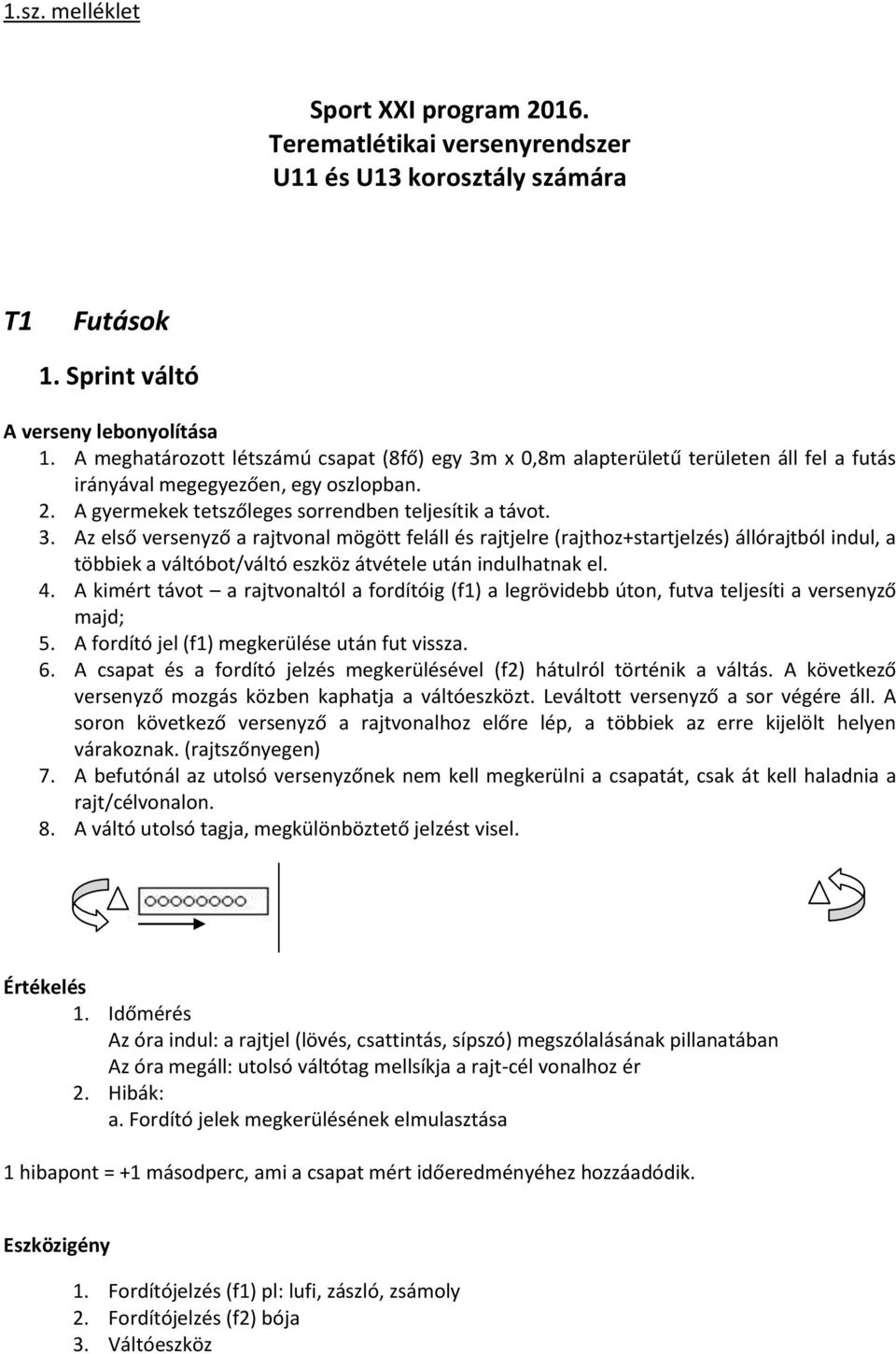 x 0,8m alapterületű területen áll fel a futás 2. A gyermekek tetszőleges sorrendben teljesítik a távot. 3.