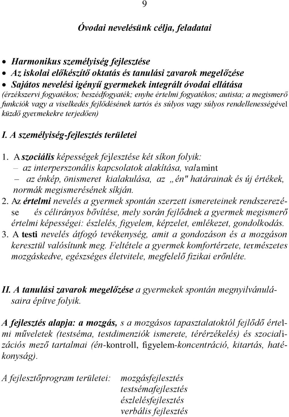 terjedően) I. A személyiség-fejlesztés területei 1.