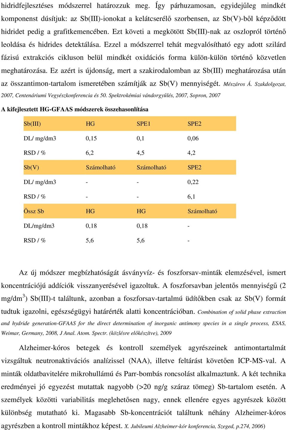 Ezt követi a megkötött Sb(III)-nak az oszlopról történő leoldása és hidrides detektálása.