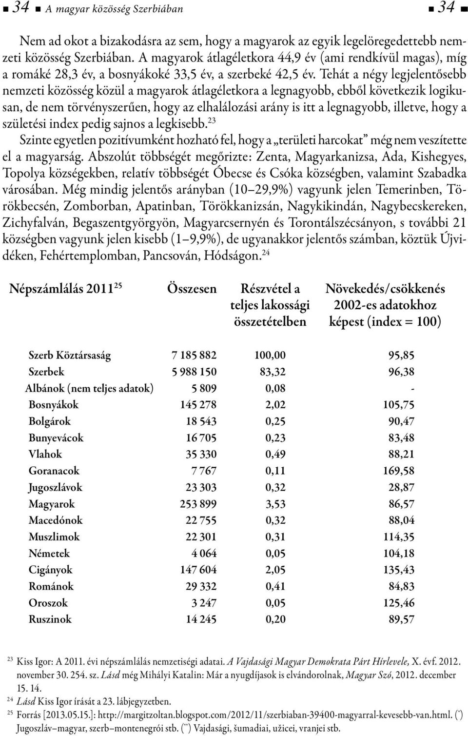 Tehát a négy legjelentősebb nemzeti közösség közül a magyarok átlagéletkora a legnagyobb, ebből következik logikusan, de nem törvényszerűen, hogy az elhalálozási arány is itt a legnagyobb, illetve,