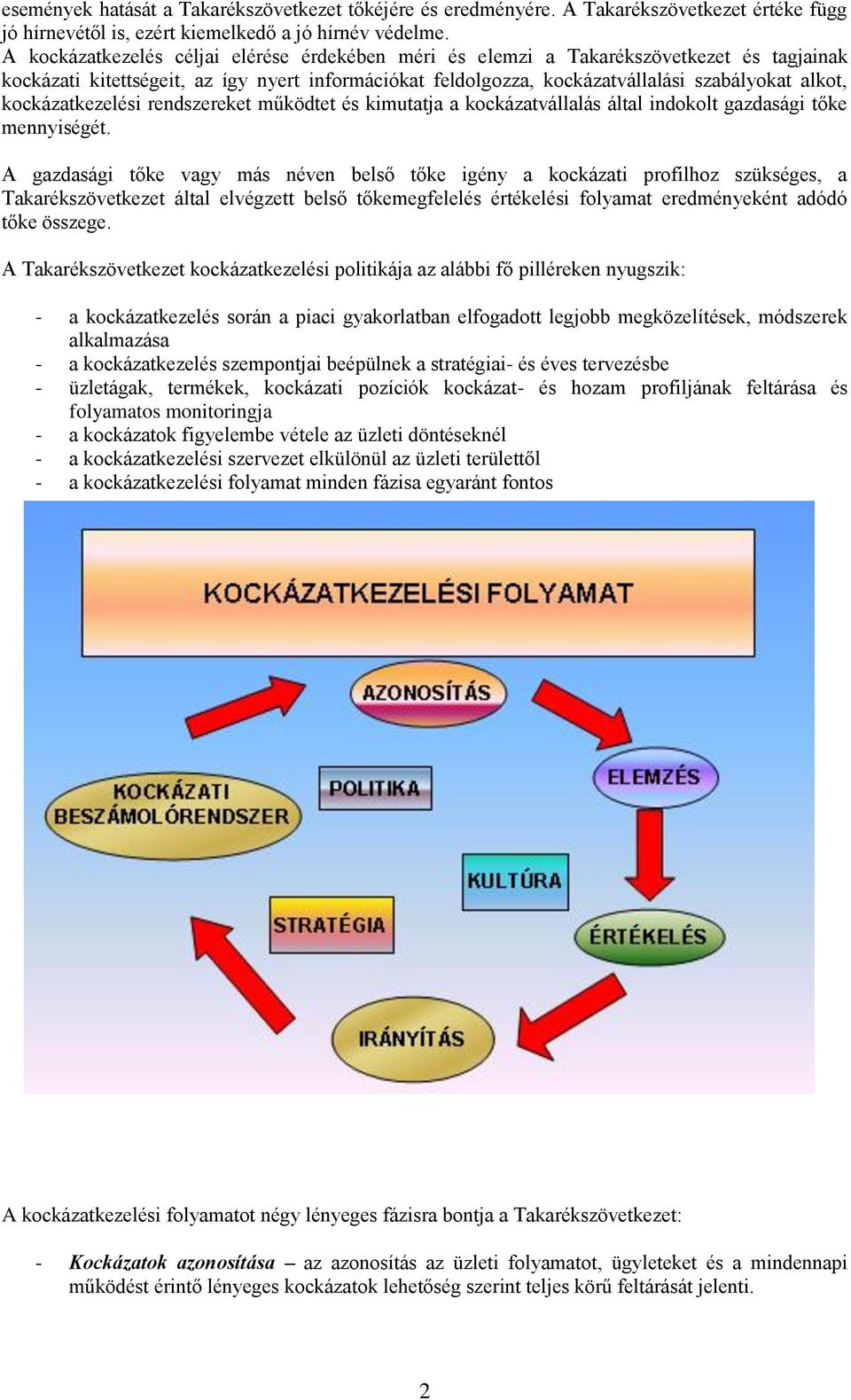 kockázatkezelési rendszereket működtet és kimutatja a kockázatvállalás által indokolt gazdasági tőke mennyiségét.