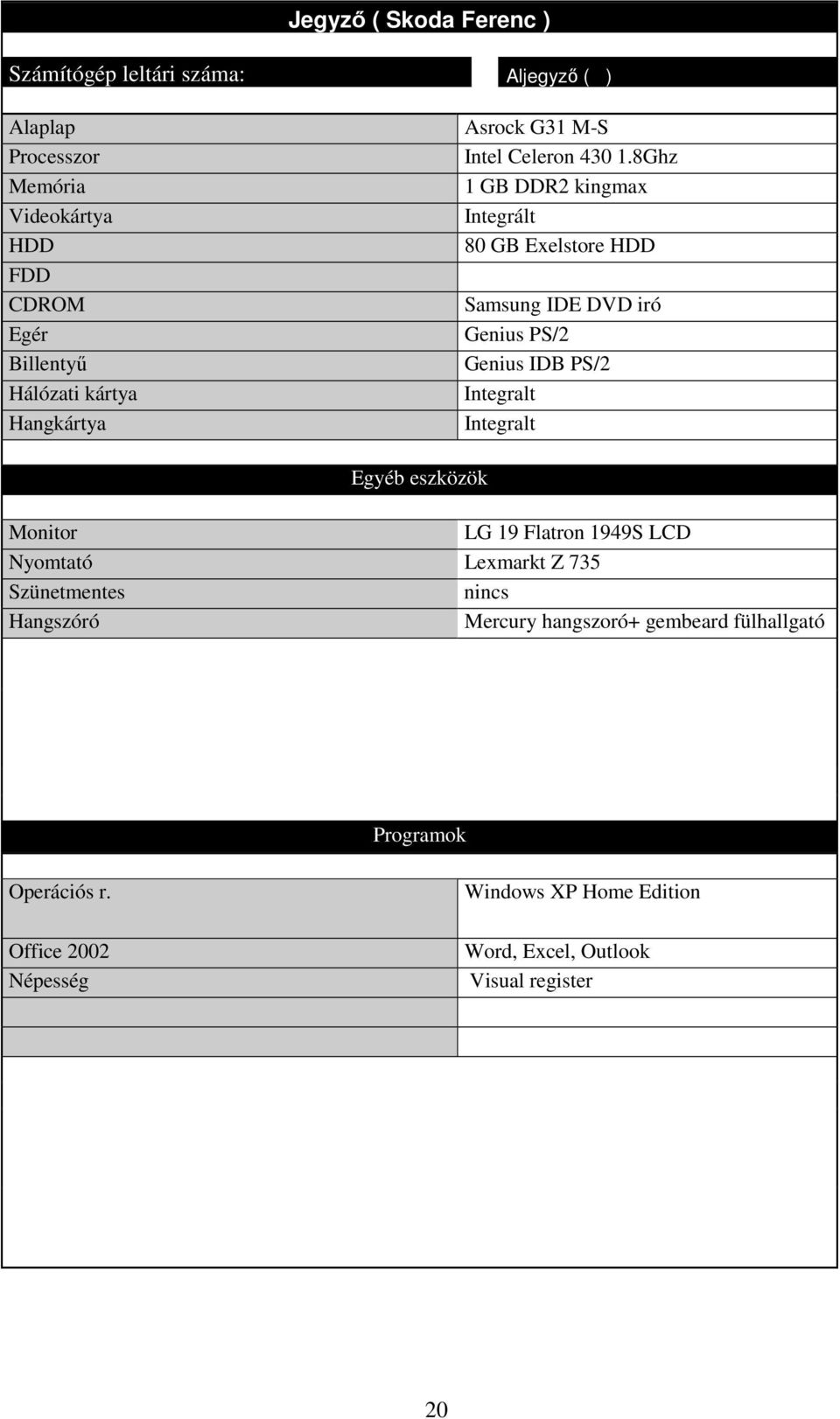 Integralt Integralt LG 19 Flatron 1949S LCD Lexmarkt Z 735 Szünetmentes Mercury hangszoró+