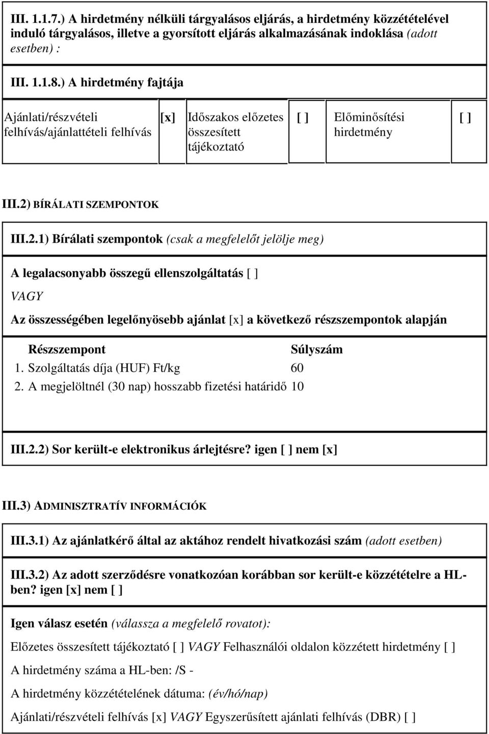 BÍRÁLATI SZEMPONTOK III.2.