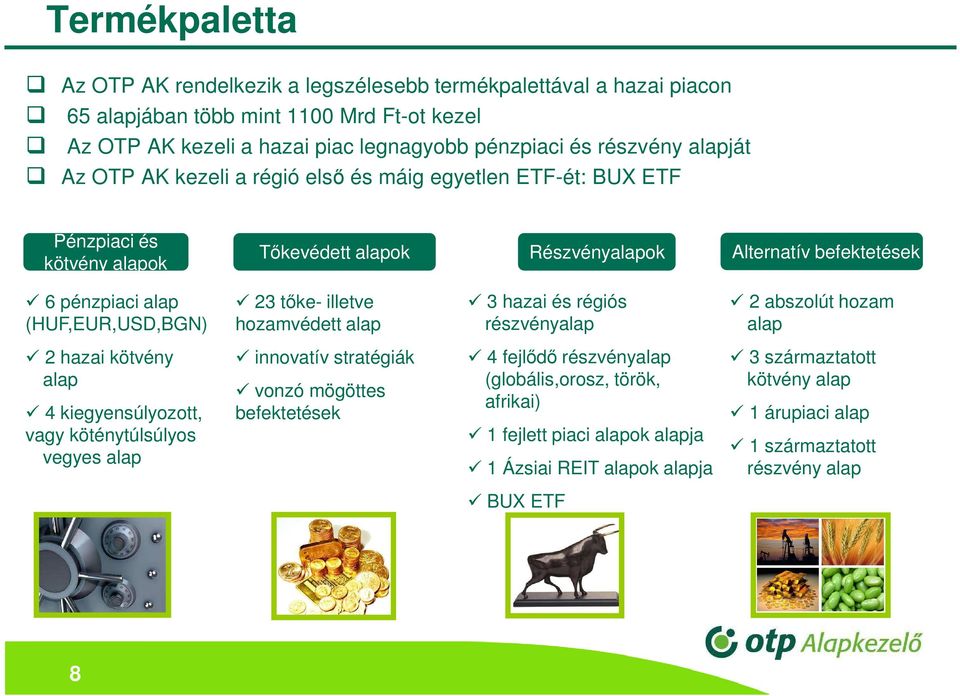 illetve hozamvédett alap 3 hazai és régiós részvényalap 2 abszolút hozam alap 2 hazai kötvény alap 4 kiegyensúlyozott, vagy köténytúlsúlyos vegyes alap innovatív stratégiák vonzó mögöttes