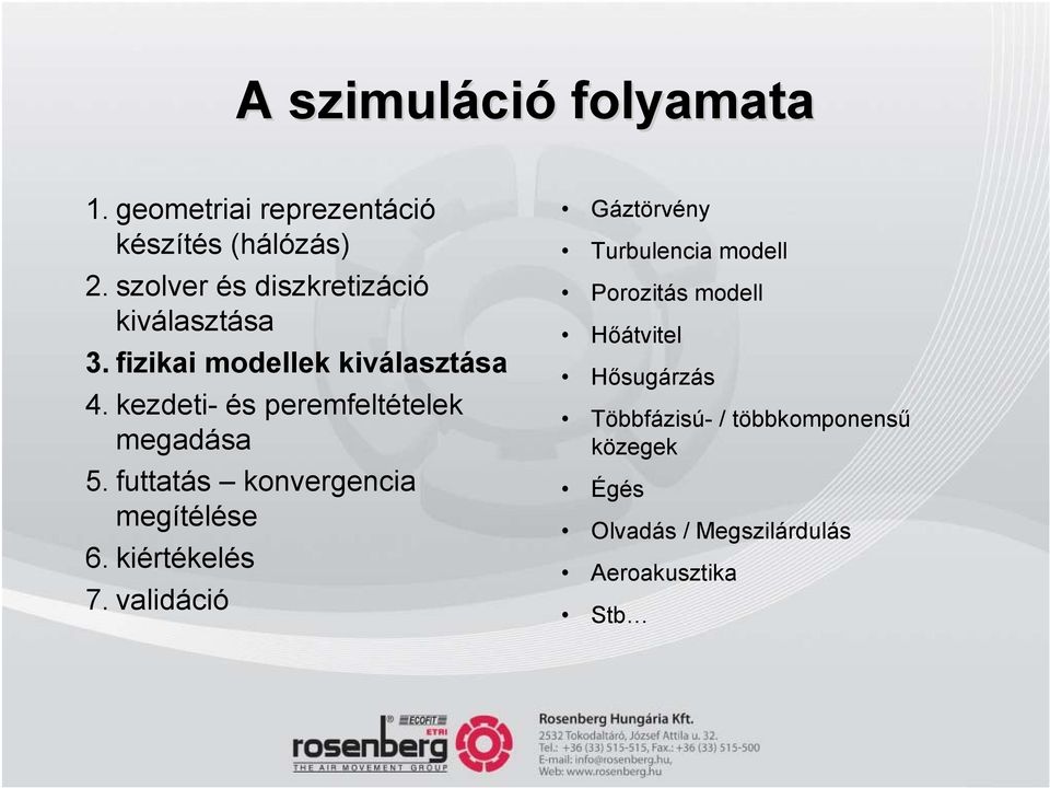 kedeti- és peremfeltételek megadása 5. futtatás konergencia megítélése 6. kiértékelés 7.