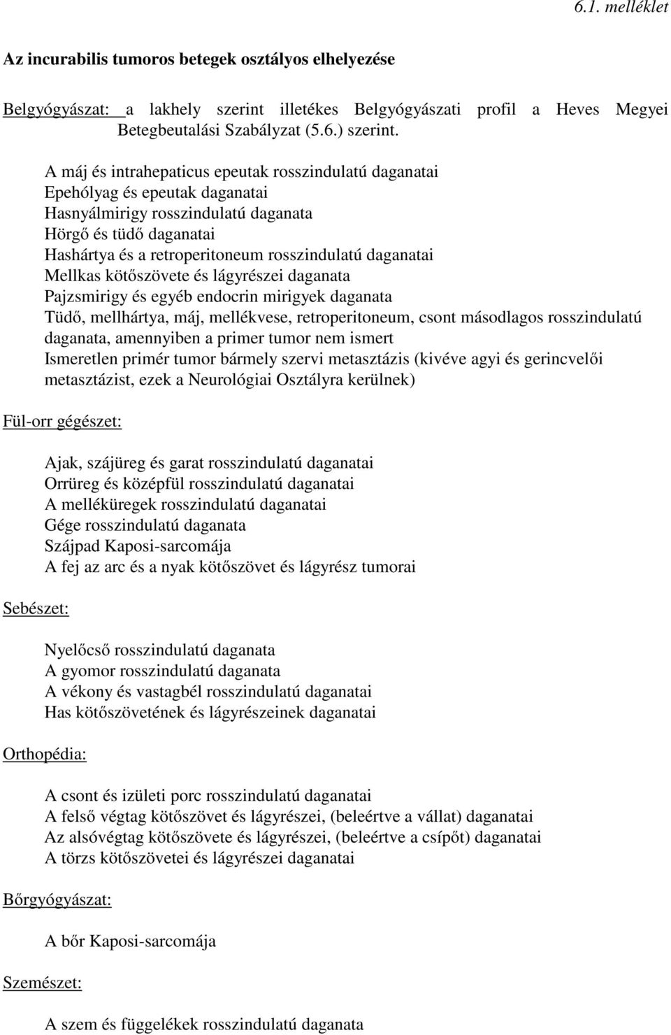 daganatai Mellkas kötőszövete és lágyrészei daganata Pajzsmirigy és egyéb endocrin mirigyek daganata Tüdő, mellhártya, máj, mellékvese, retroperitoneum, csont másodlagos rosszindulatú daganata,