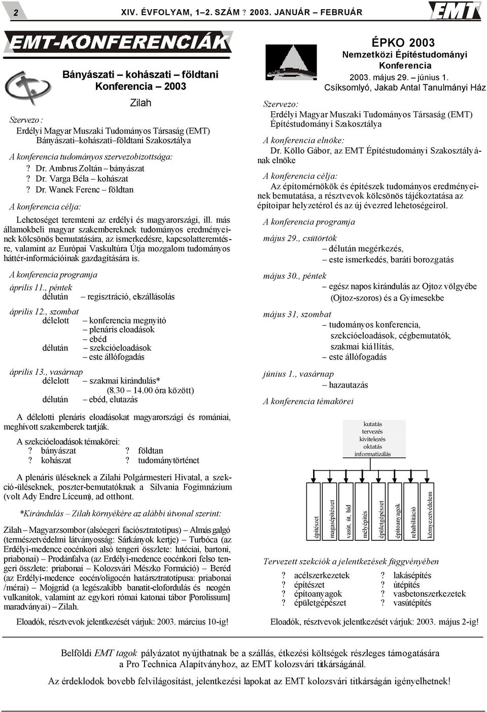 más államokbeli magyar szakembereknek tudományos eredményeinek kölcsönös bemutatására, az ismerkedésre, kapcsolatteremtésre, valamint az Európai Vaskultúra Útja mozgalom tudományos