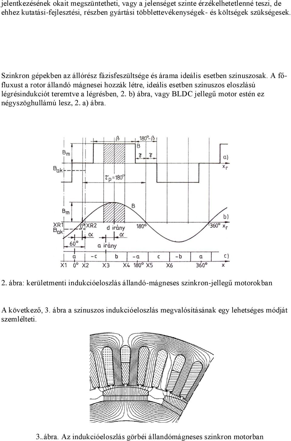 A főfluxust a rotor állandó mágnesei hozzák létre, ideális esetben színuszos eloszlású légrésindukciót teremtve a légrésben, 2.