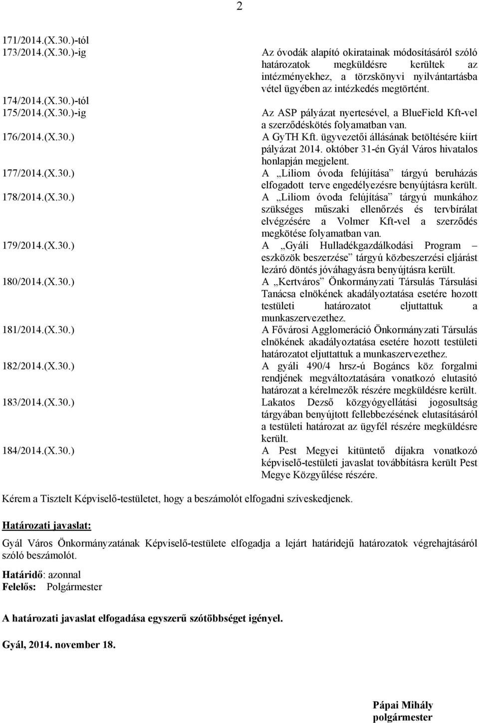 október 31-én Gyál Város hivatalos honlapján megjelent. A Liliom óvoda felújítása tárgyú beruházás elfogadott terve engedélyezésre benyújtásra került.