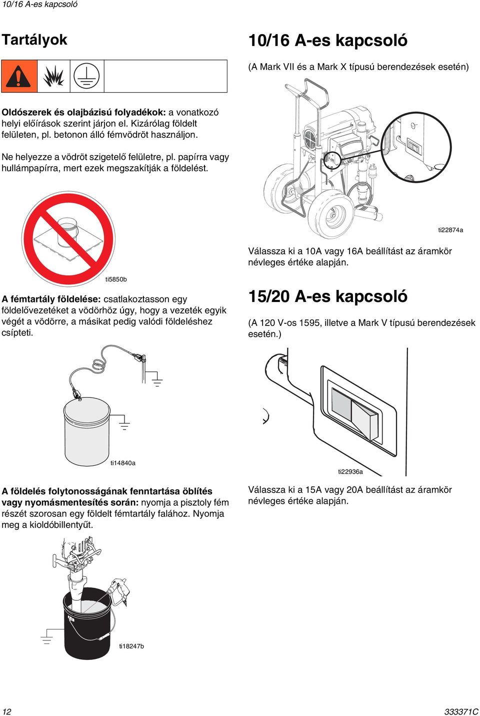 ti22874a Válassza ki a 10A vagy 16A beállítást az áramkör névleges értéke alapján.