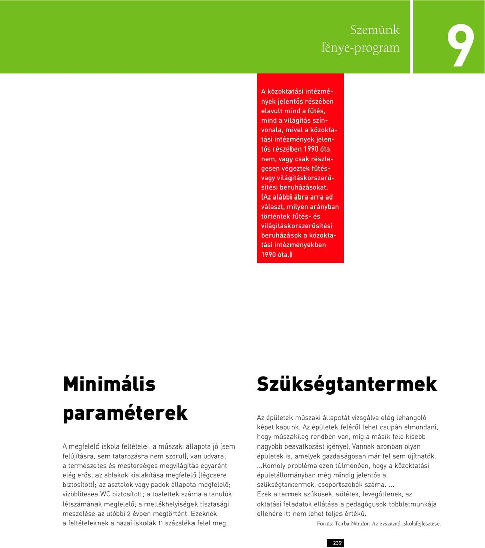 (Az alábbi ábra arra ad választ, milyen arányban történtek fûtés- és világításkorszerûsítési beruházások a közoktatási intézményekben 1990 óta.