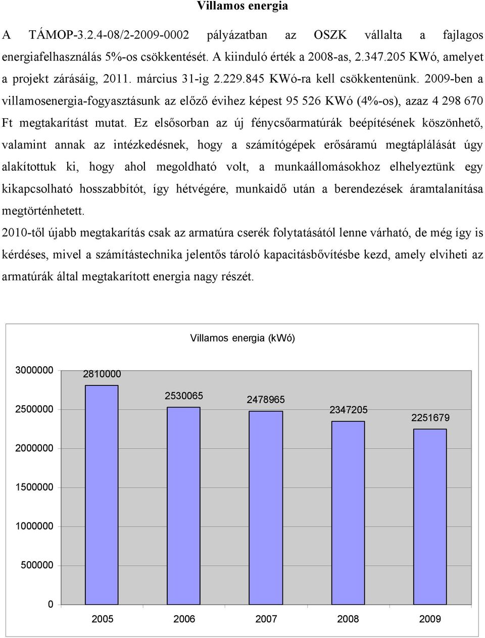 Ez elsősorban az új fénycsőarmatúrák beépítésének köszönhető, valamint annak az intézkedésnek, hogy a számítógépek erősáramú megtáplálását úgy alakítottuk ki, hogy ahol megoldható volt, a