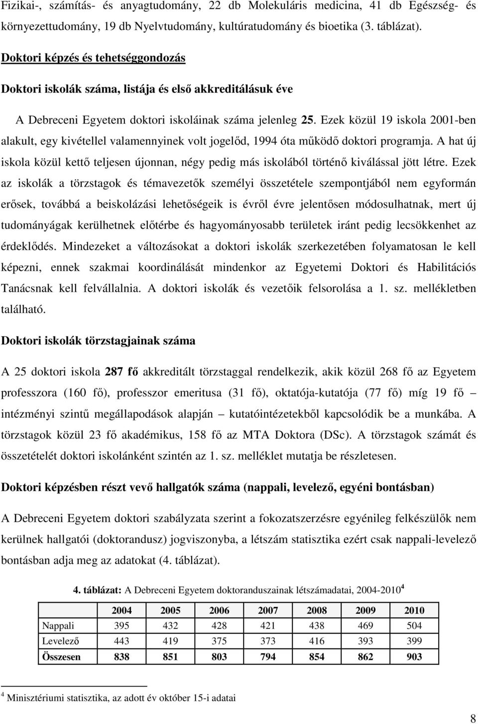 Ezek közül 19 iskola 2001-ben alakult, egy kivétellel valamennyinek volt jogelıd, 1994 óta mőködı doktori programja.