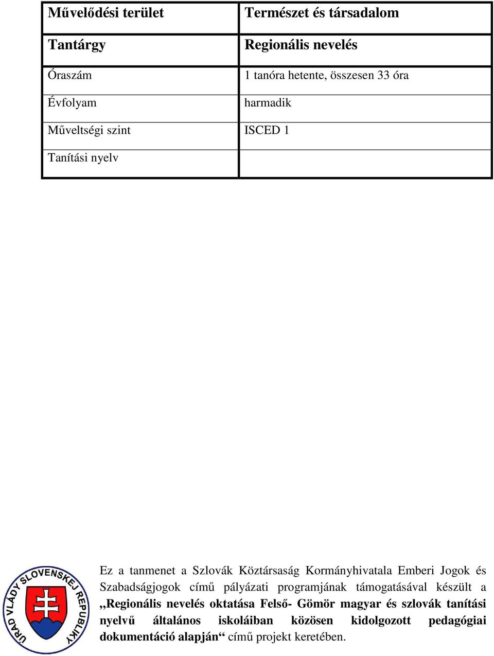 és Szabadságjogok című pályázati programjának támogatásával készült a Regionális nevelés oktatása Felső- Gömör magyar