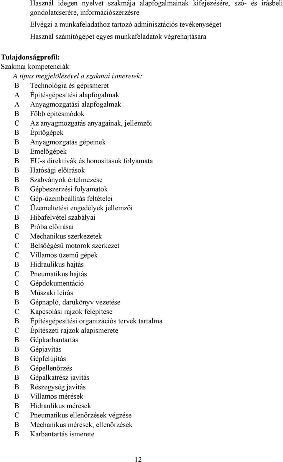 alapfogalmak Főbb építésmódok C Az anyagmozgatás anyagainak, jellemzői Építőgépek Anyagmozgatás gépeinek Emelőgépek EU-s direktívák és honosításuk folyamata Hatósági előírások Szabványok értelmezése