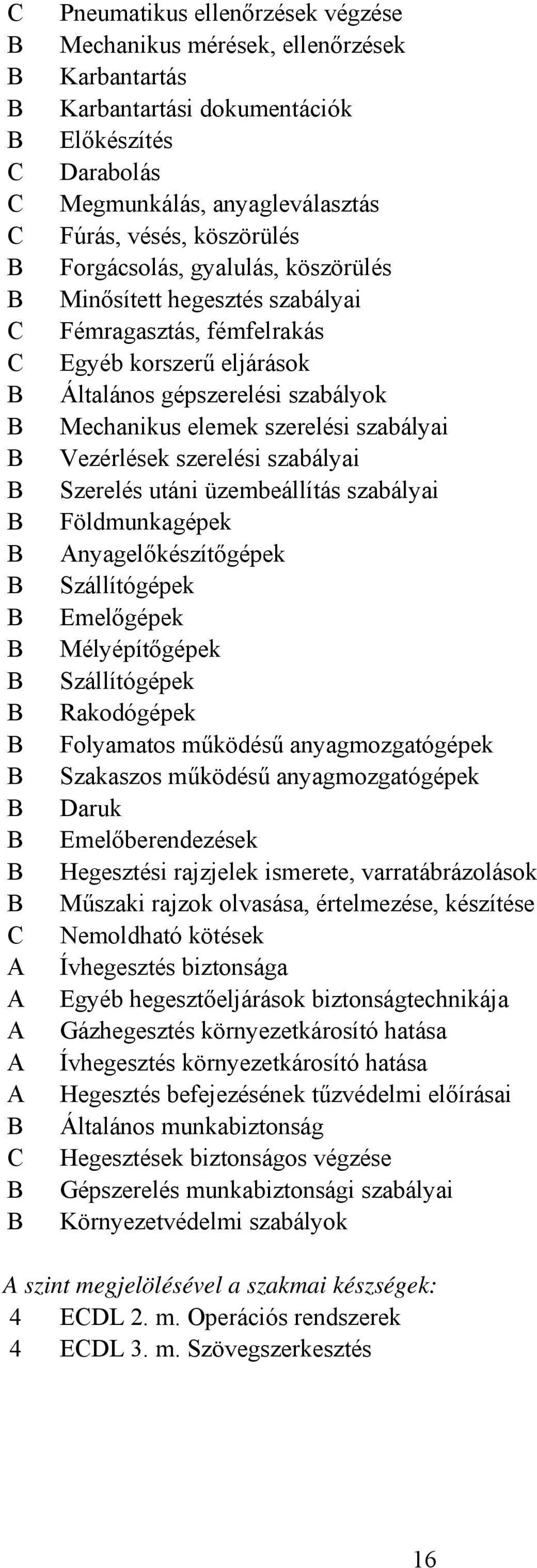 Vezérlések szerelési szabályai Szerelés utáni üzembeállítás szabályai Földmunkagépek Anyagelőkészítőgépek Szállítógépek Emelőgépek Mélyépítőgépek Szállítógépek Rakodógépek Folyamatos működésű