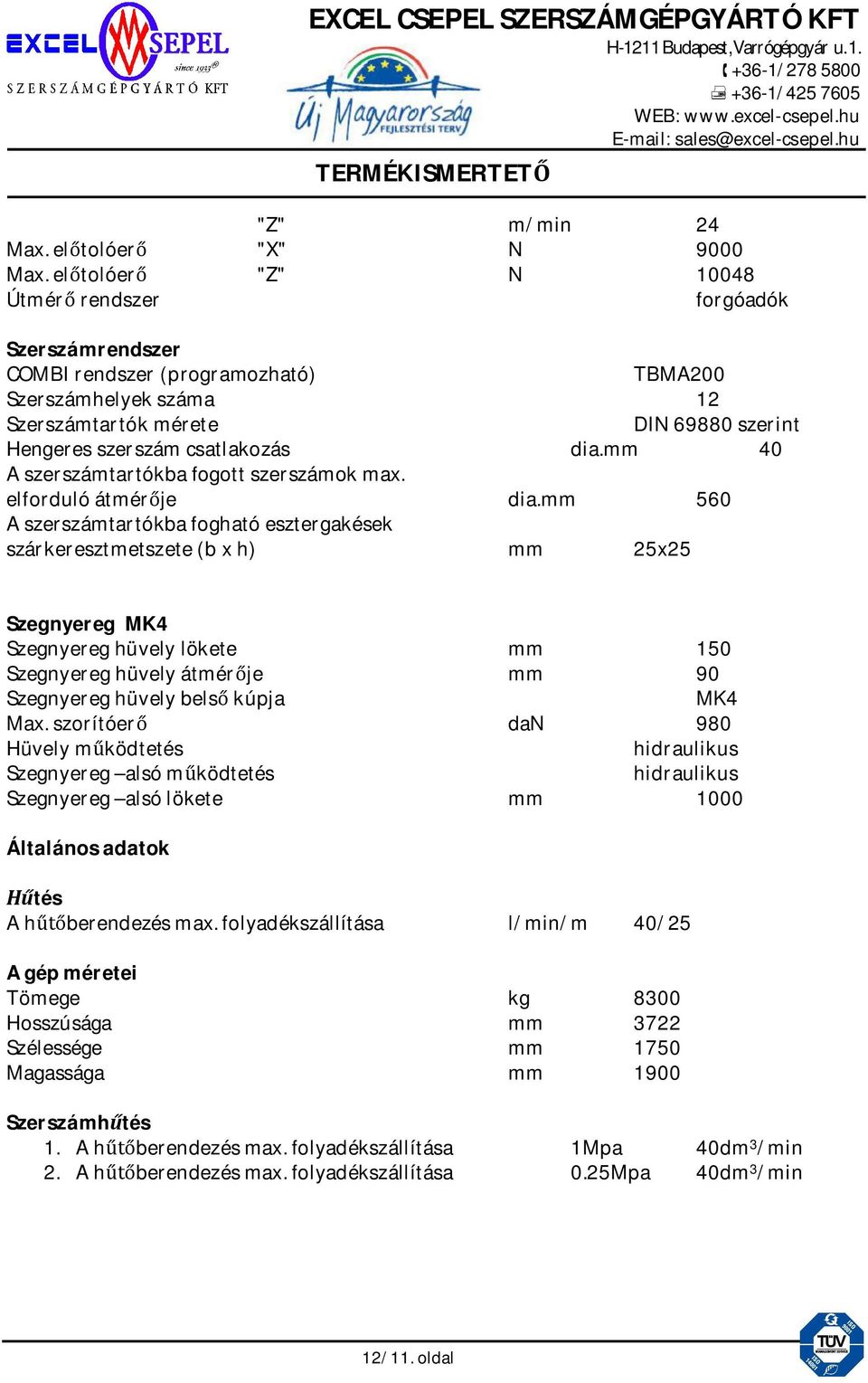 dia.mm 40 A szerszámtartókba fogott szerszámok max. elforduló átmér je dia.