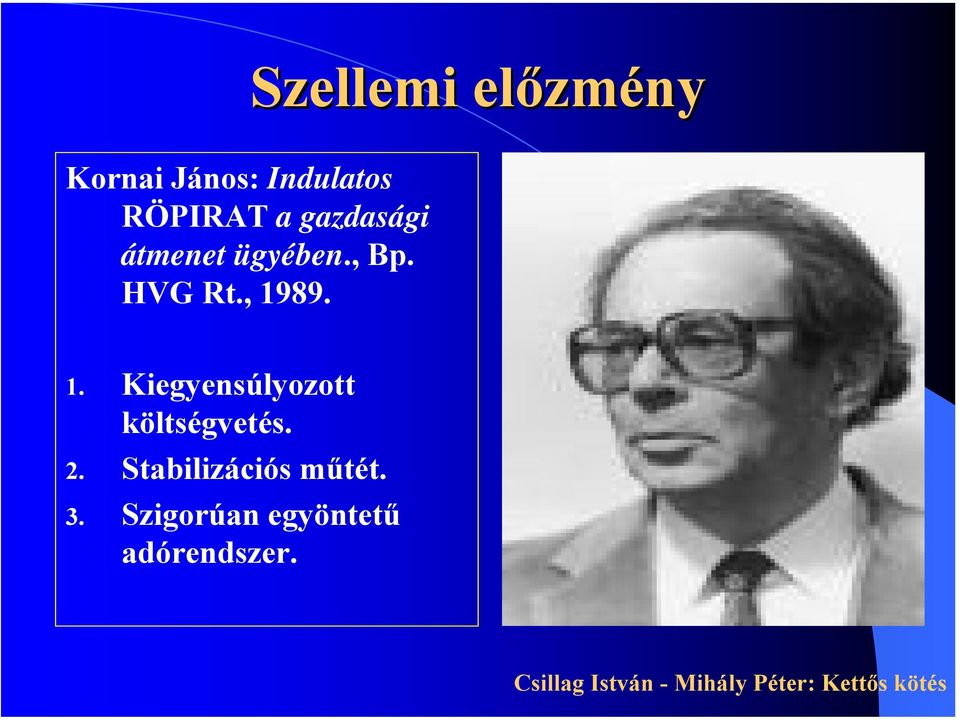 , 1989. 1. Kiegyensúlyozott költségvetés. 2.