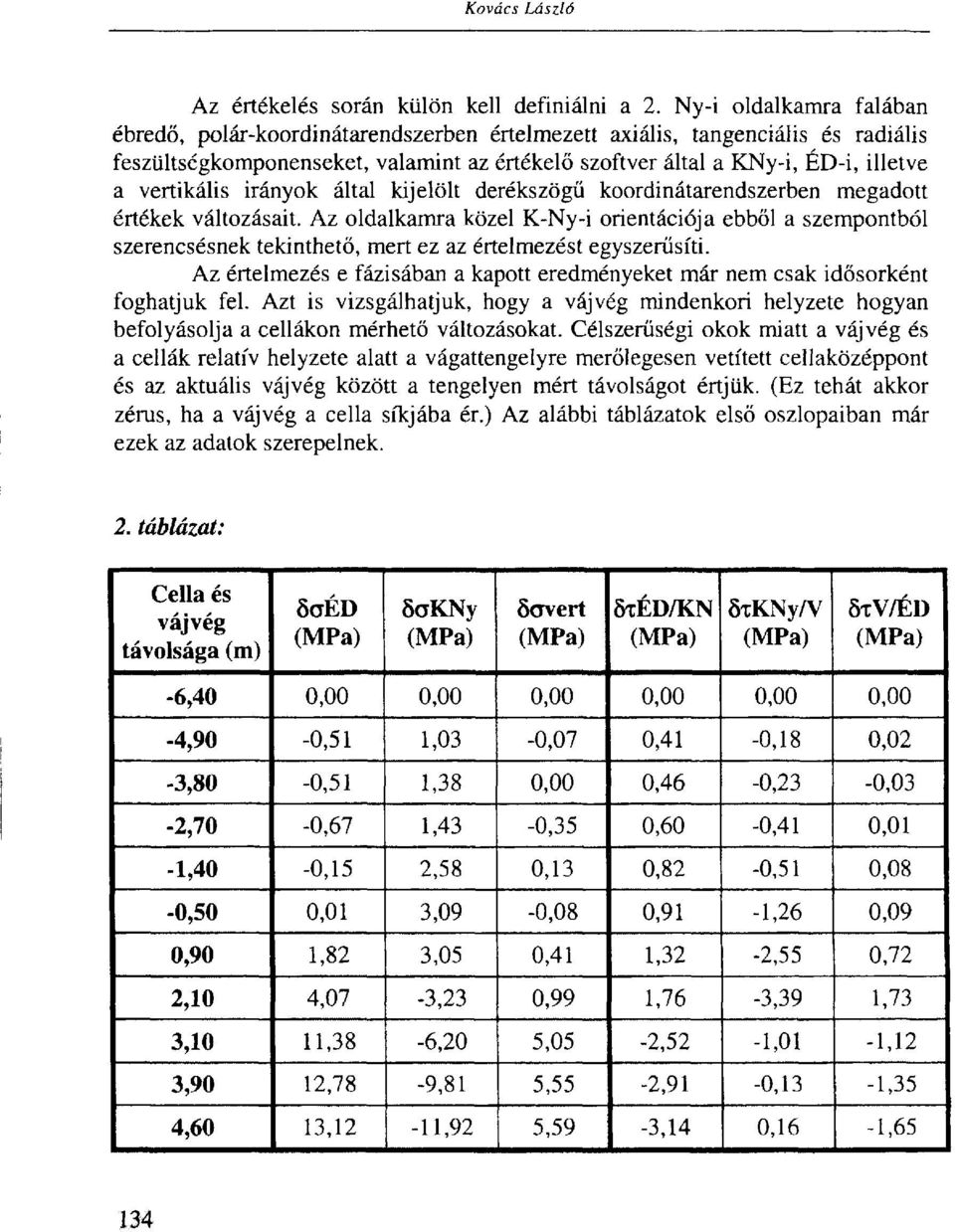 vertikális irányok által kijelölt derékszögű koordinátarendszerben megadott értékek változásait.