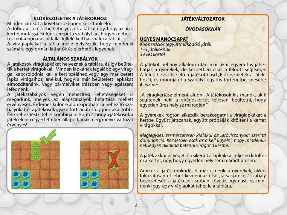 A viráglapkákat a tábla mellé helyezzük, hogy mindenki számára egyformán láthatók és elérhetők legyenek.