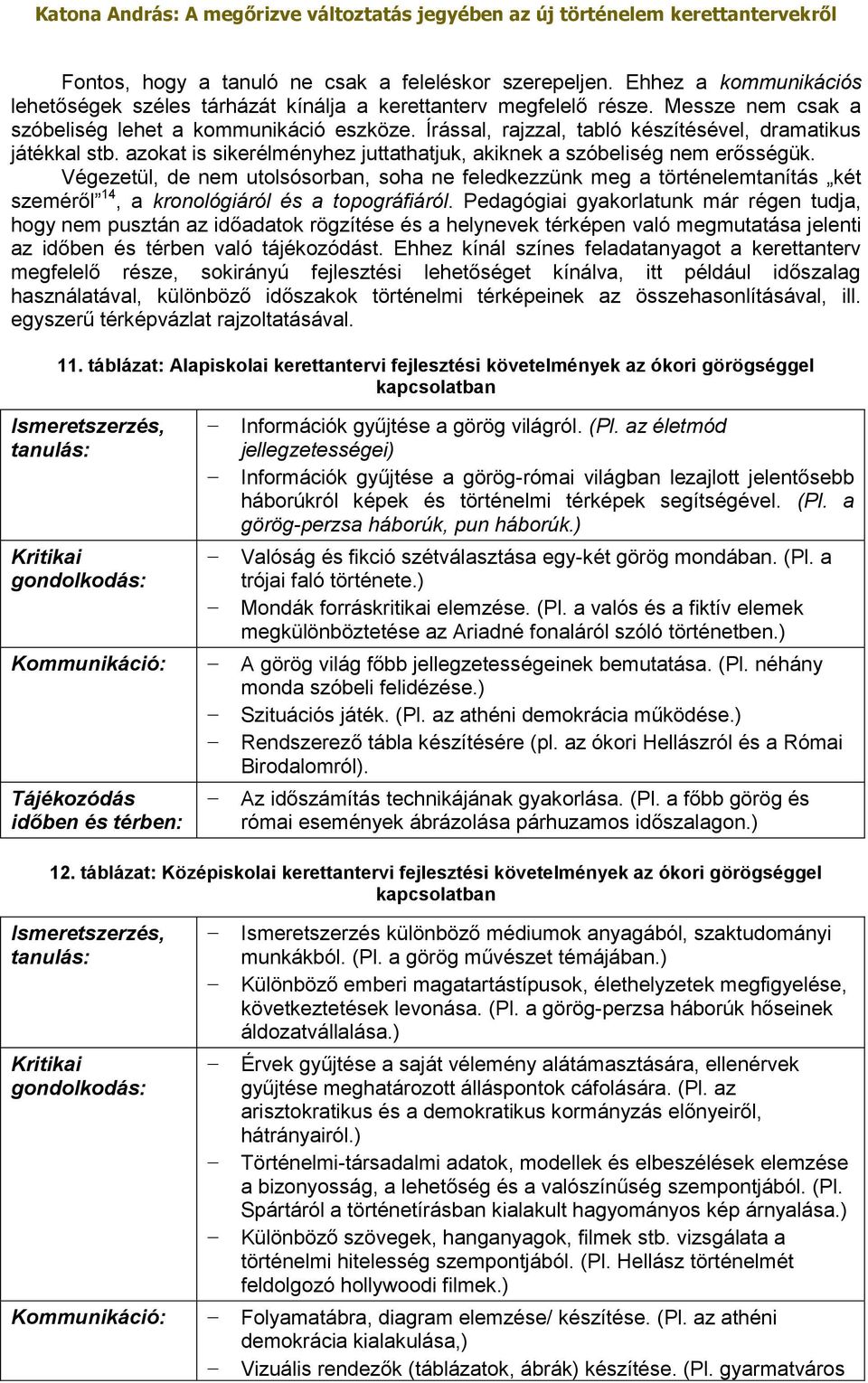 Végezetül, de nem utolsósorban, soha ne feledkezzünk meg a történelemtanítás két szeméről 14, a kronológiáról és a topográfiáról.