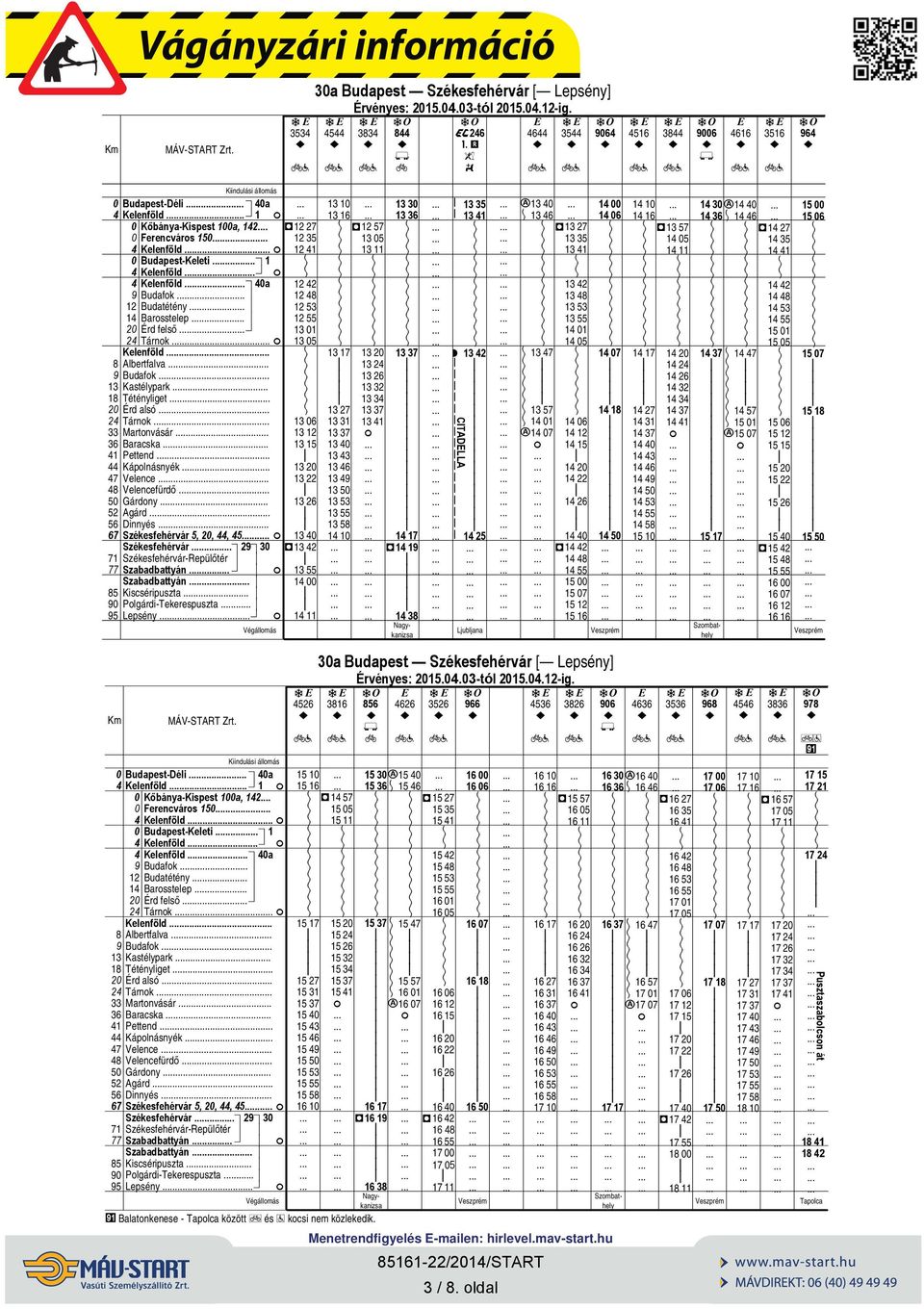 Baracska Peend Kápolnásnyék.. Velence.. Velencefürdő Gárdony. Agárd Dnnyés.. Székesfehérvár, 2,,.. Székesfehérvár. 2 3 Székesfehérvár-Repülőér Szabadbyán. Szabadbyán Kscsérpusza.