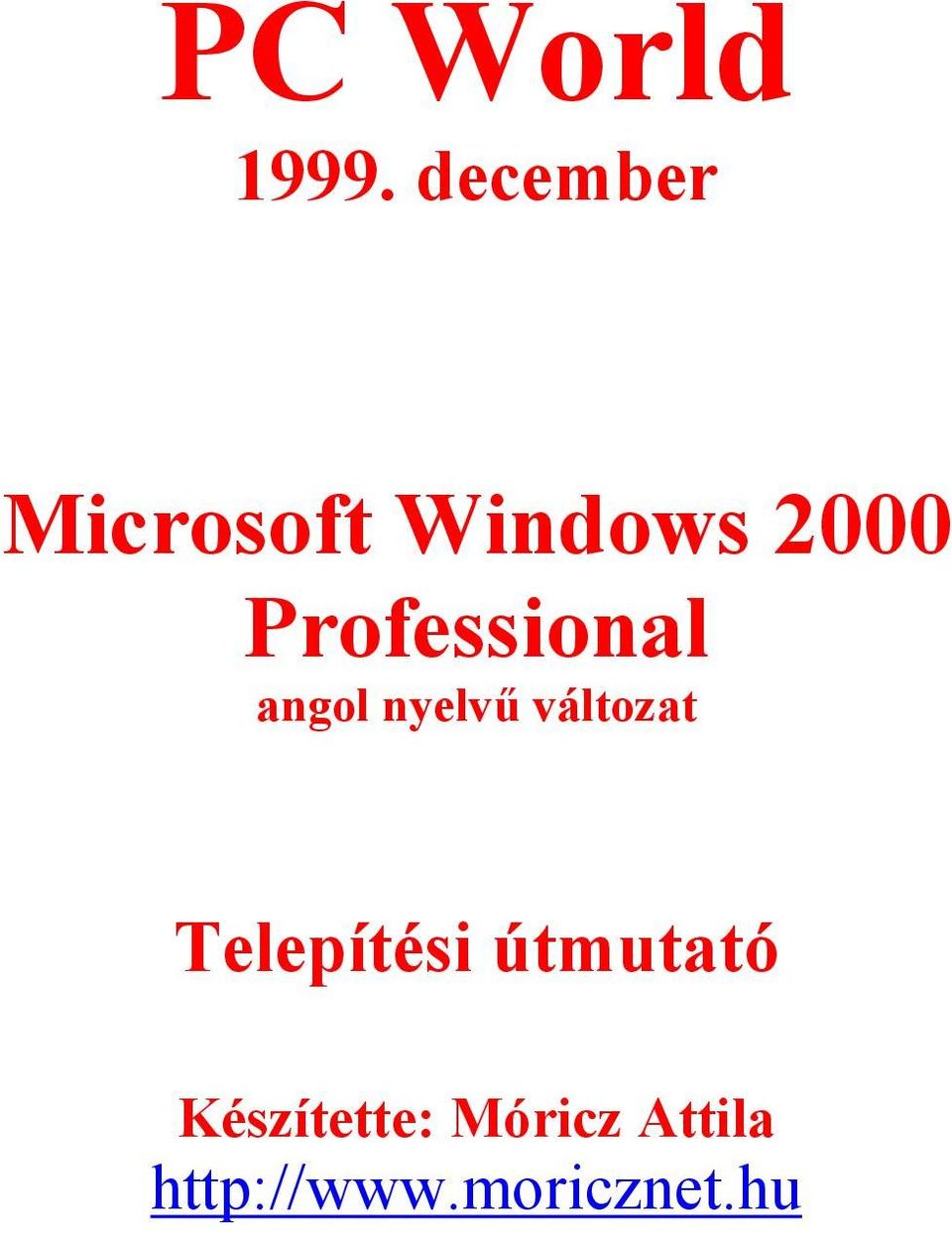 Professional angol nyelvű