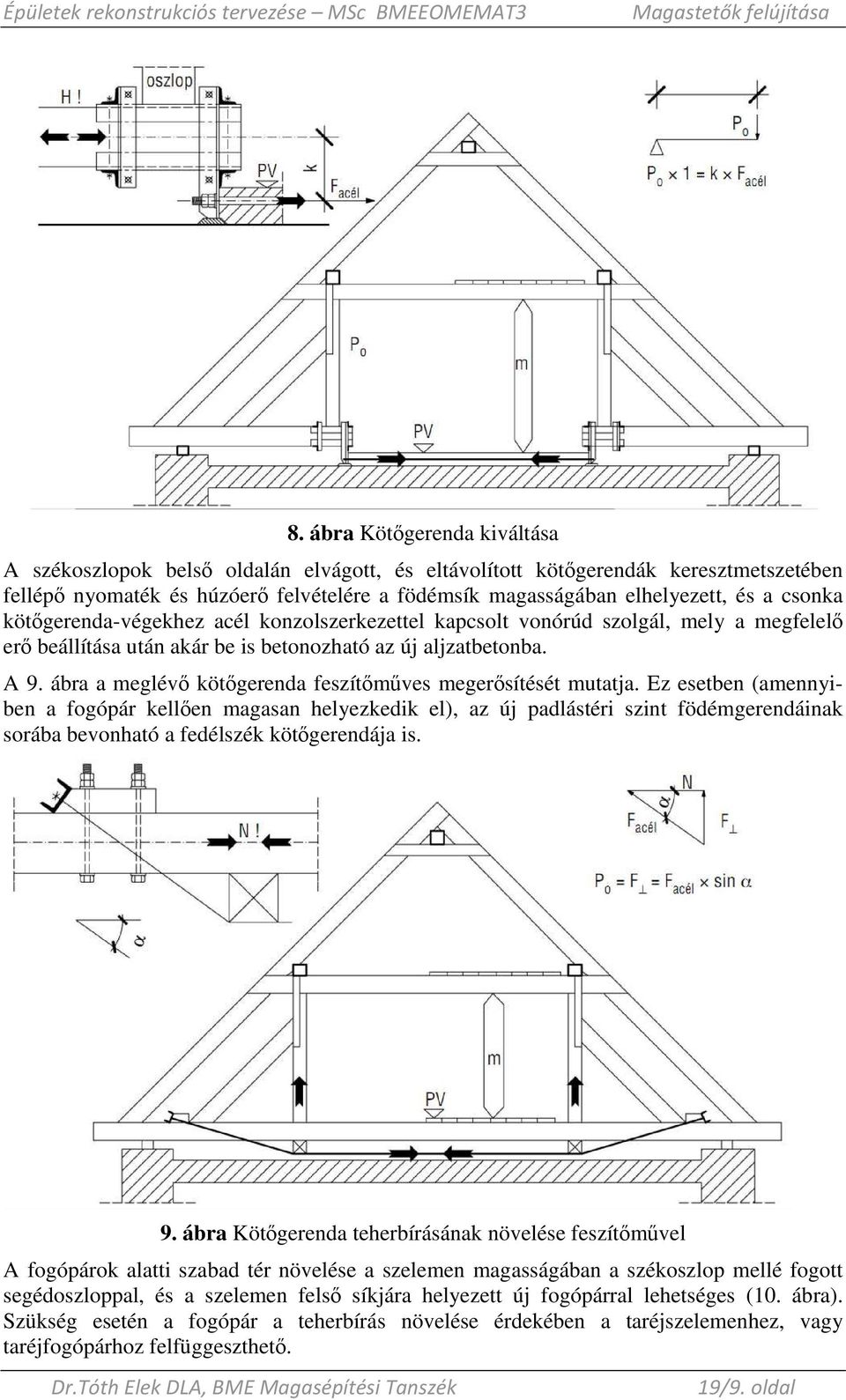 ábra a meglévı kötıgerenda feszítımőves megerısítését mutatja.