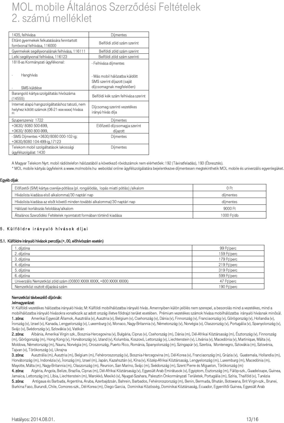 alapú hangszolgáltatáshoz tatozó, nem helyhez kötött számok (06-21-xxx-xxxx) hívása (6) Szuperszerviz 1722 +3630/ 8080 500-699, +3630/ 8080 800-999, - SMS Díjmentes +3630/8080 000-102-ig; +3630/8080