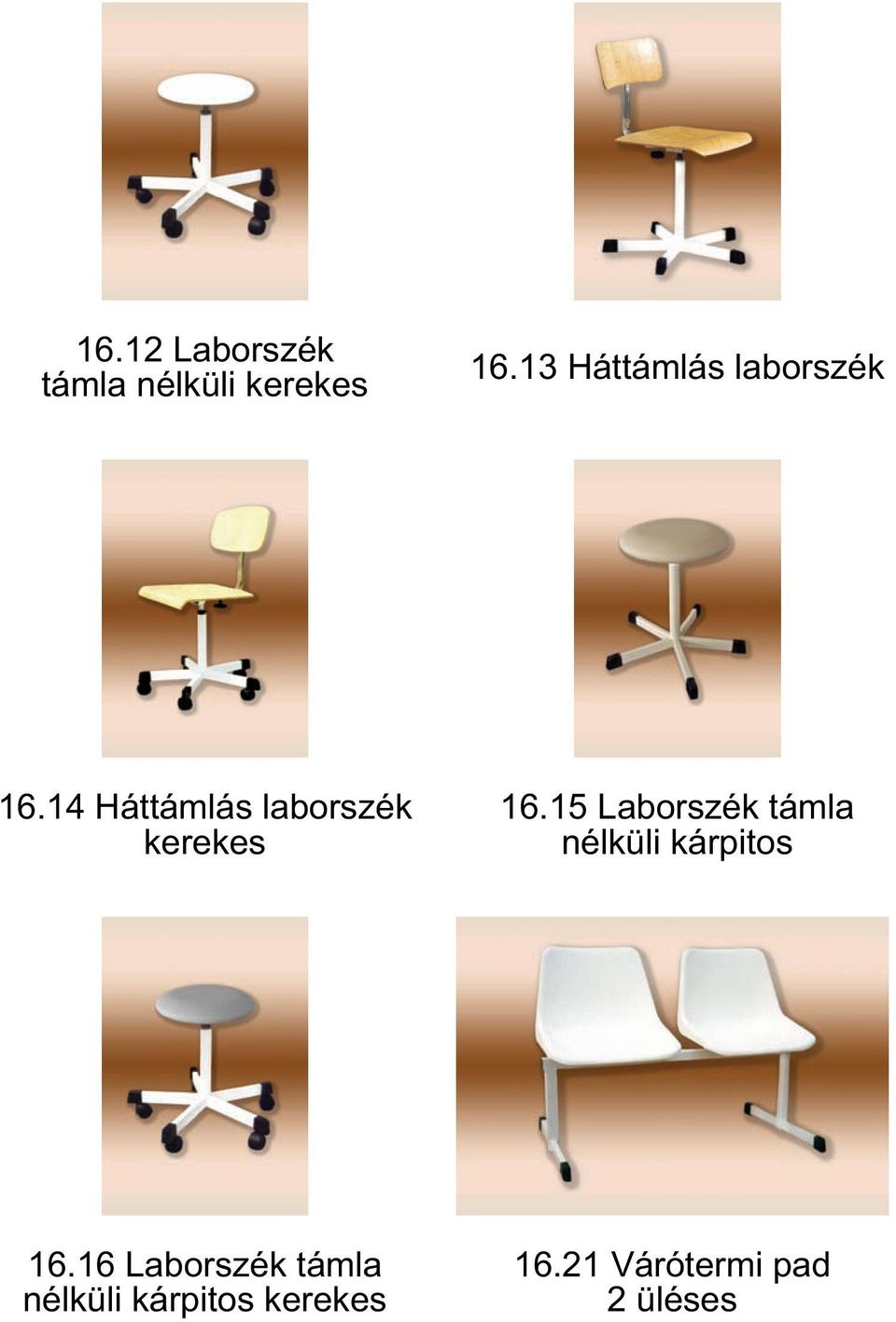 14 Háttámlás laborszék kerekes 16.