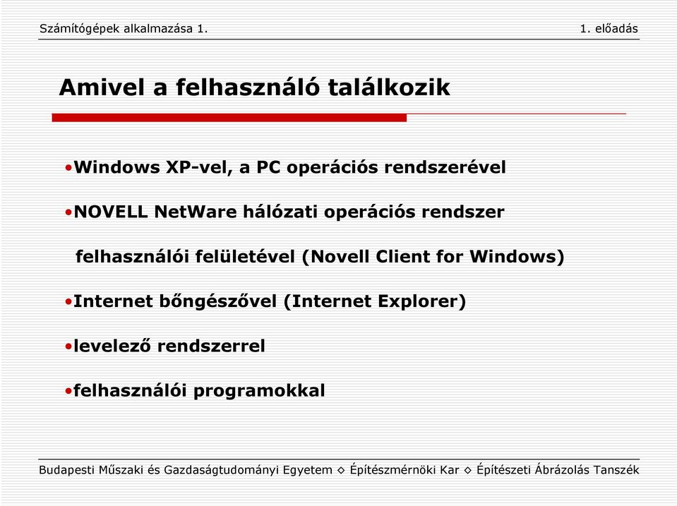 felhasználói felületével (Novell Client for Windows) Internet