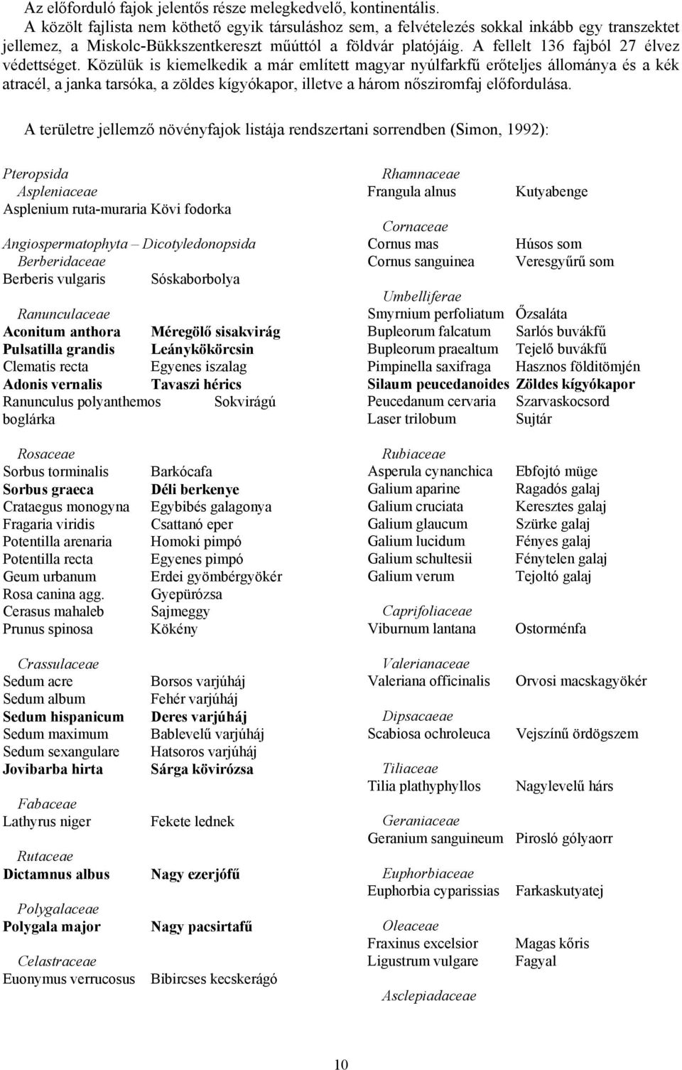 A fellelt 136 fajból 27 élvez védettséget.