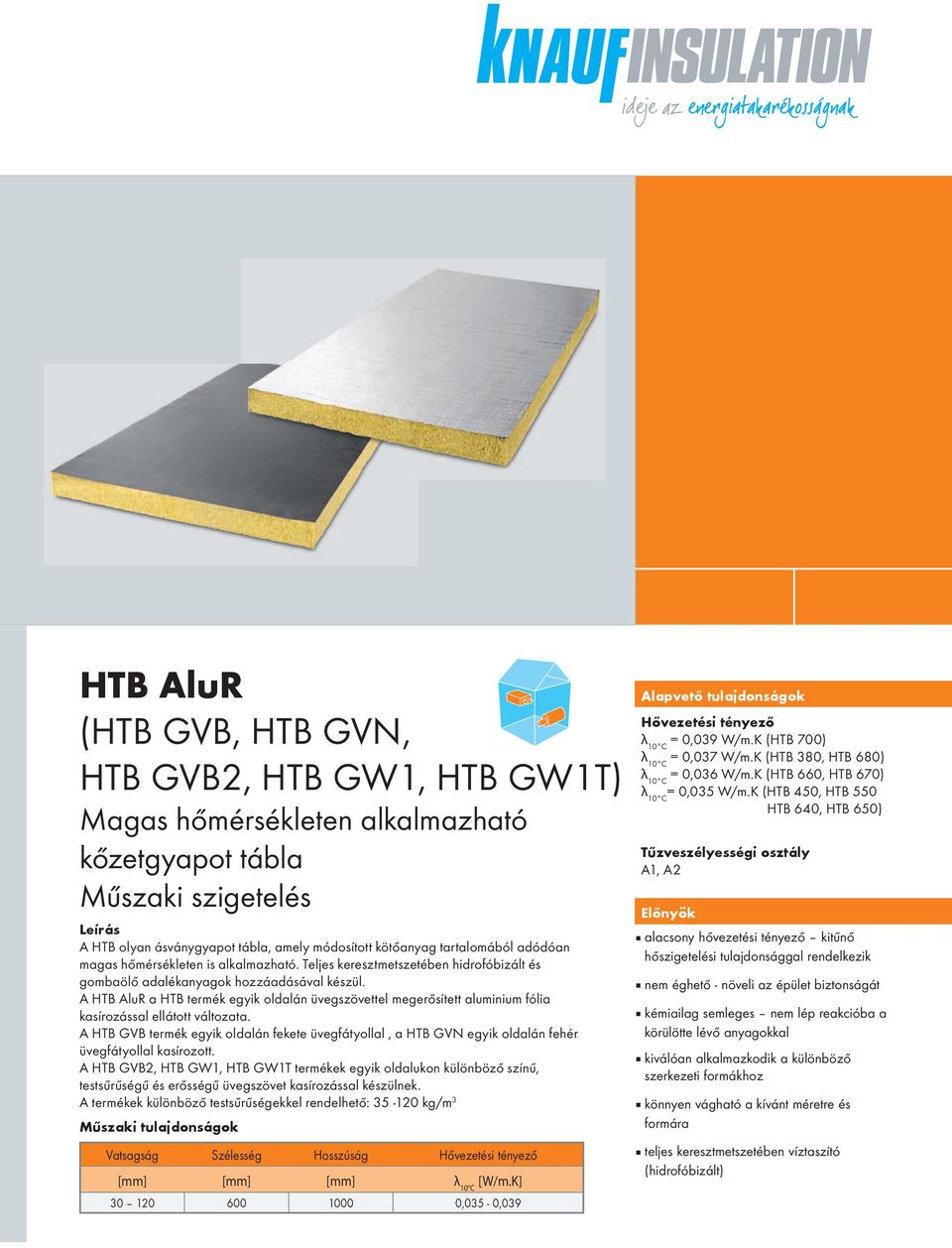 A HTB AluR a HTB termék egyik oldalán üvegszövettel megerősített aluminium fólia kasírozással ellátott változata.