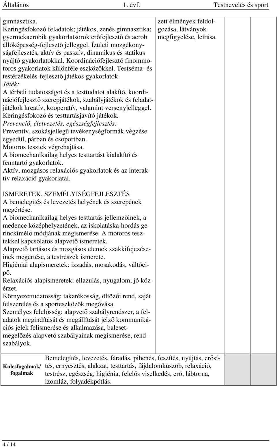 Testséma- és testérzékelés-fejlesztő játékos gyakorlatok.