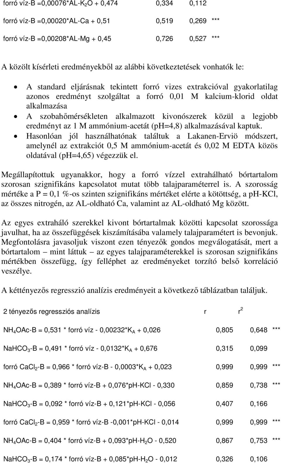 alkalmazott kivonószerek közül a legjobb eredményt az 1 M ammónium-acetát (ph=4,8) alkalmazásával kaptuk.