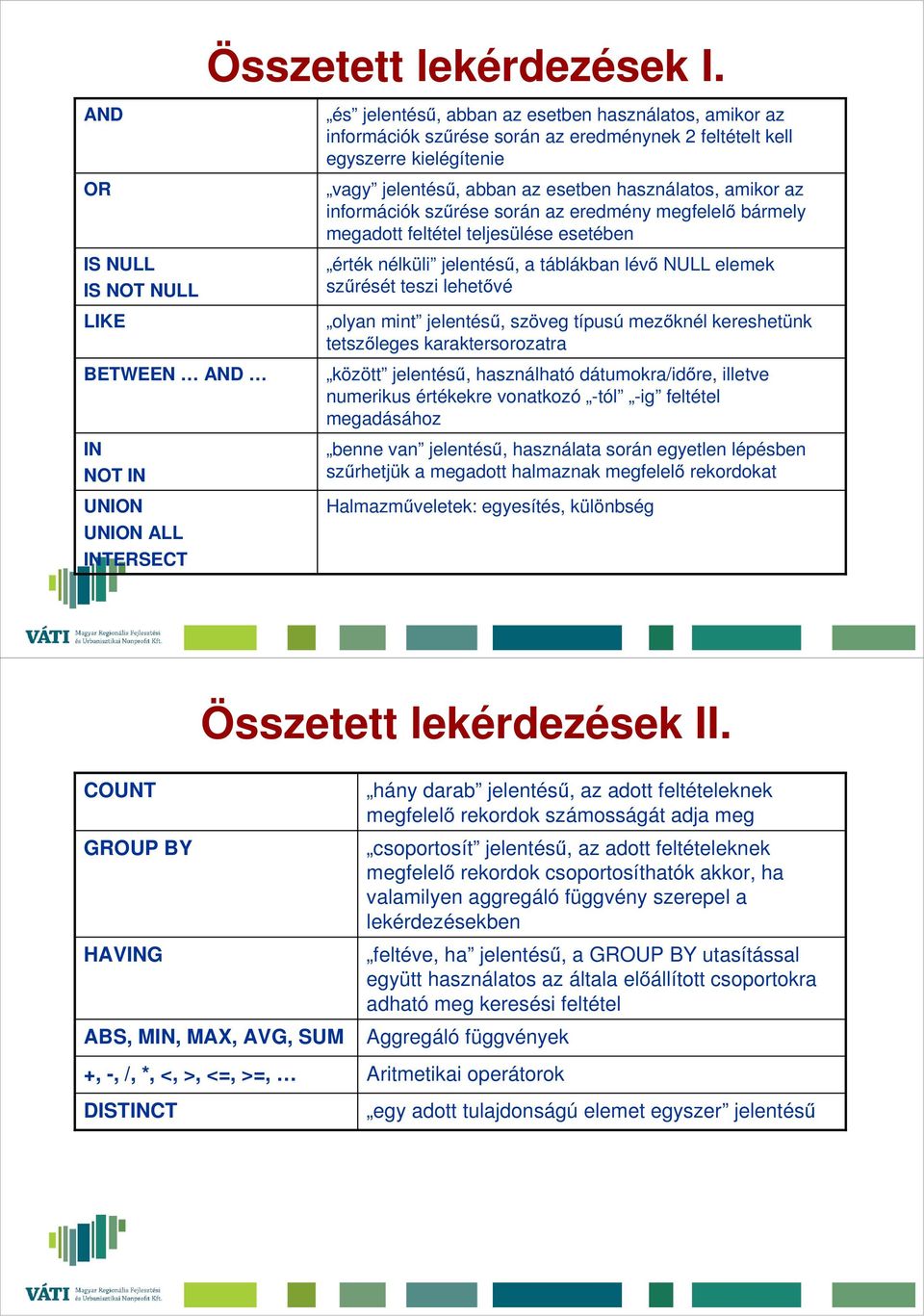 egyszerre kielégítenie vagy jelentésű, abban az esetben használatos, amikor az információk szűrése során az eredmény megfelelő bármely megadott feltétel teljesülése esetében érték nélküli jelentésű,