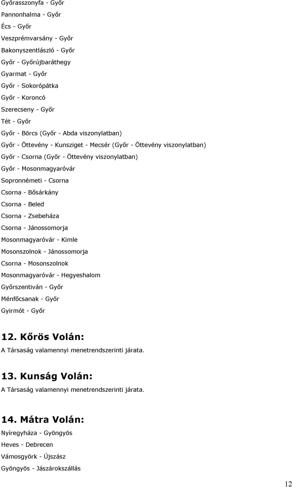 Mosonszolnok Csorna Mosonmagyaróvár Zsebeháza Gyırszentiván Jánossomorja Ménfıcsanak - Mosonszolnok - - Gyır Jánossomorja - Hegyeshalom Kimle Gyirmót 12. Kırös - 13.