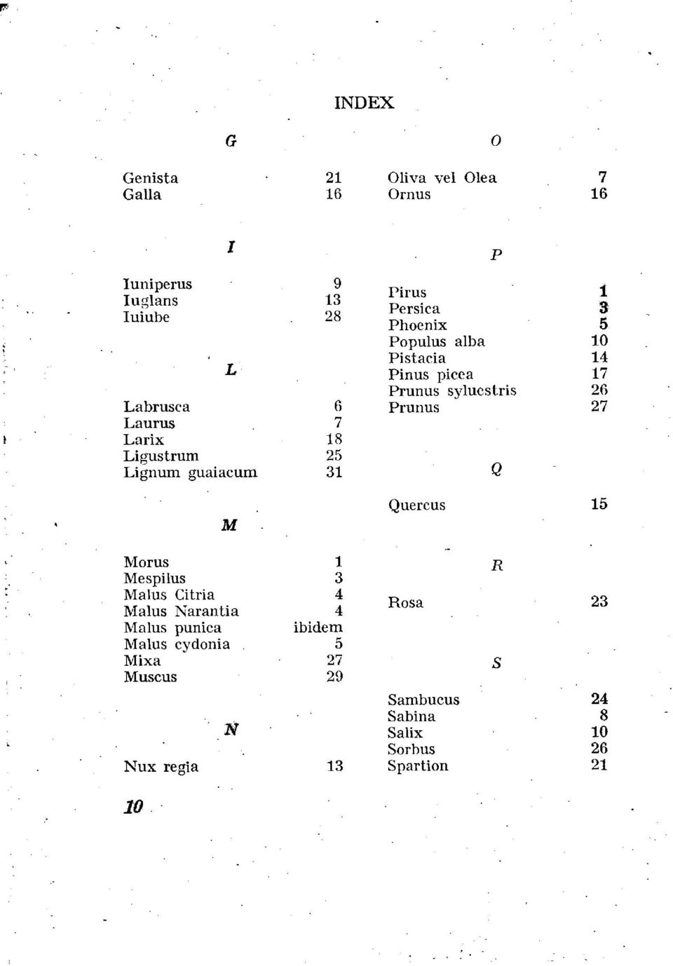 picea Prunus syluestris Prunus Quereus Q Morus 1 Mespilus 3 Malus Citria 4 Malus Narantia 4 Malus