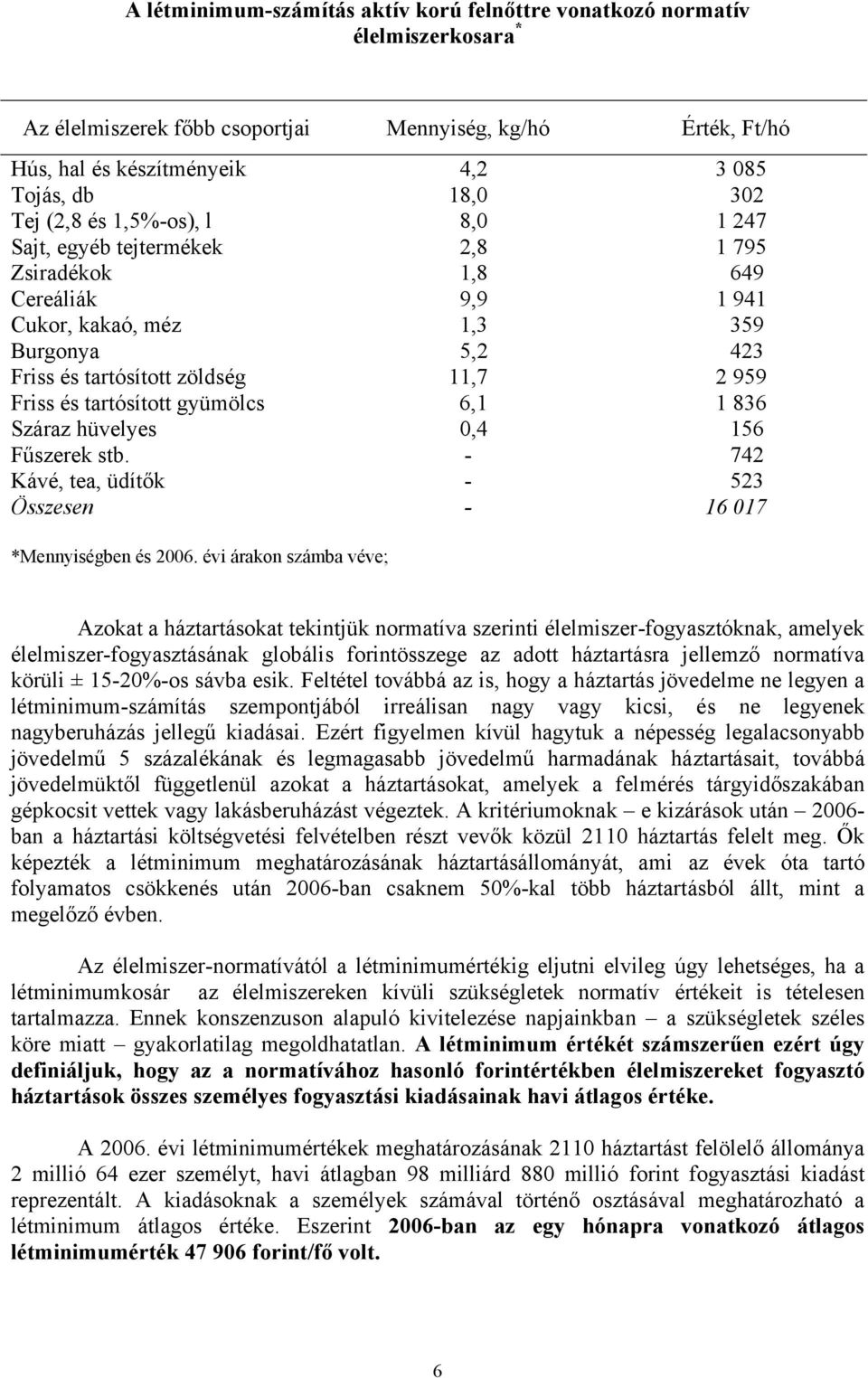 tartósított gyümölcs 6,1 1 836 Száraz hüvelyes 0,4 156 Fűszerek stb. - 742 Kávé, tea, üdítők - 523 Összesen - 16 017 *Mennyiségben és 2006.