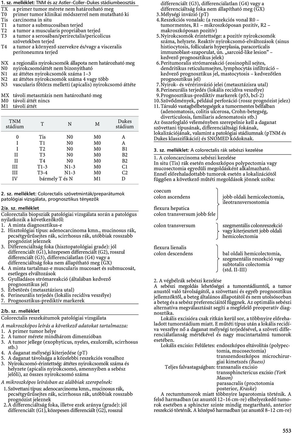 submucosában terjed T2 a tumor a muscularis propriában terjed T3 a tumor a serosában/perirectalis/pericolicus szövetekben terjed T4 a tumor a környező szervekre és/vagy a visceralis peritoneumra