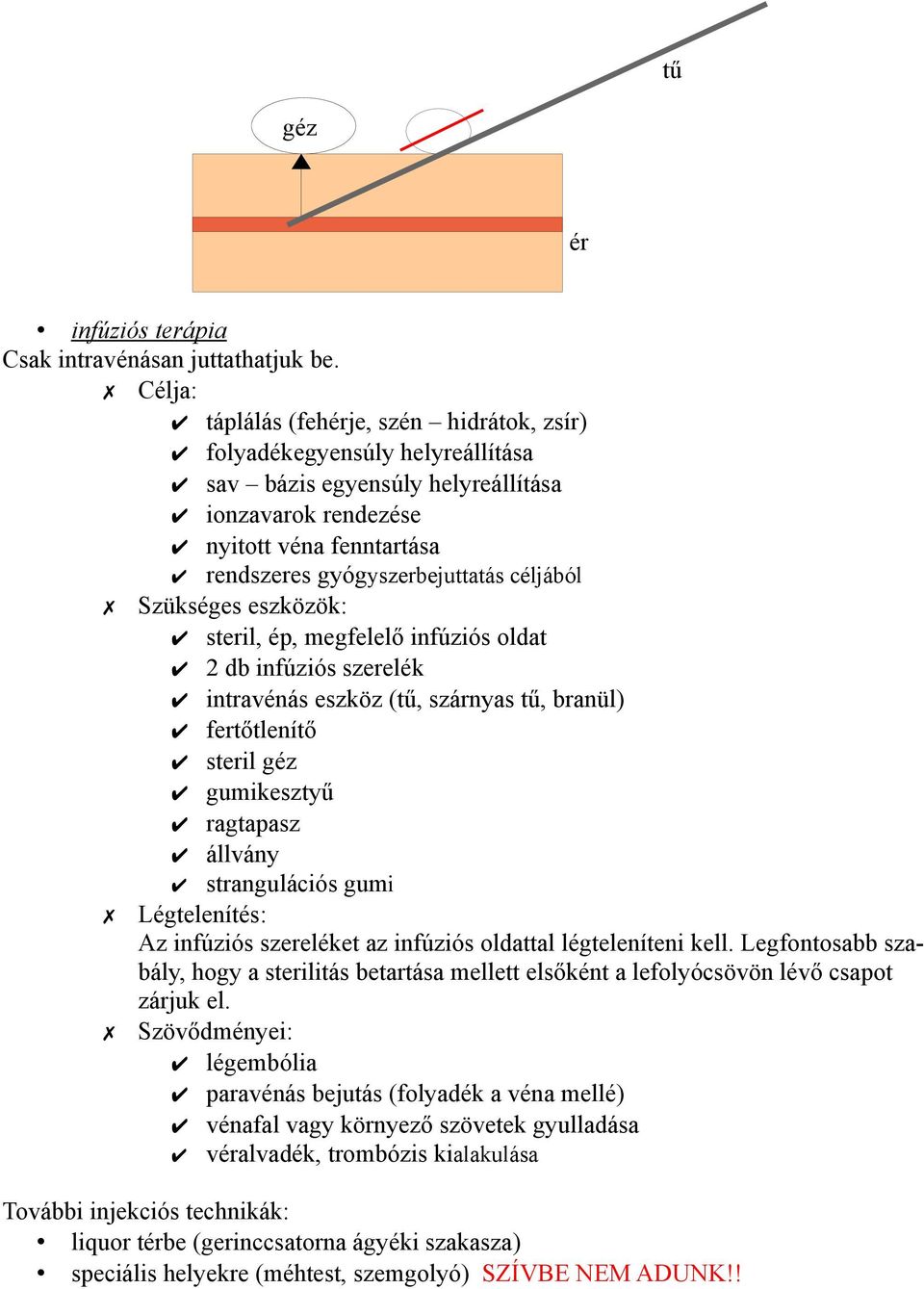 céljából Szükséges eszközök: steril, ép, megfelelő infúziós oldat 2 db infúziós szerelék intravénás eszköz (tű, szárnyas tű, branül) fertőtlenítő steril géz gumikesztyű ragtapasz állvány