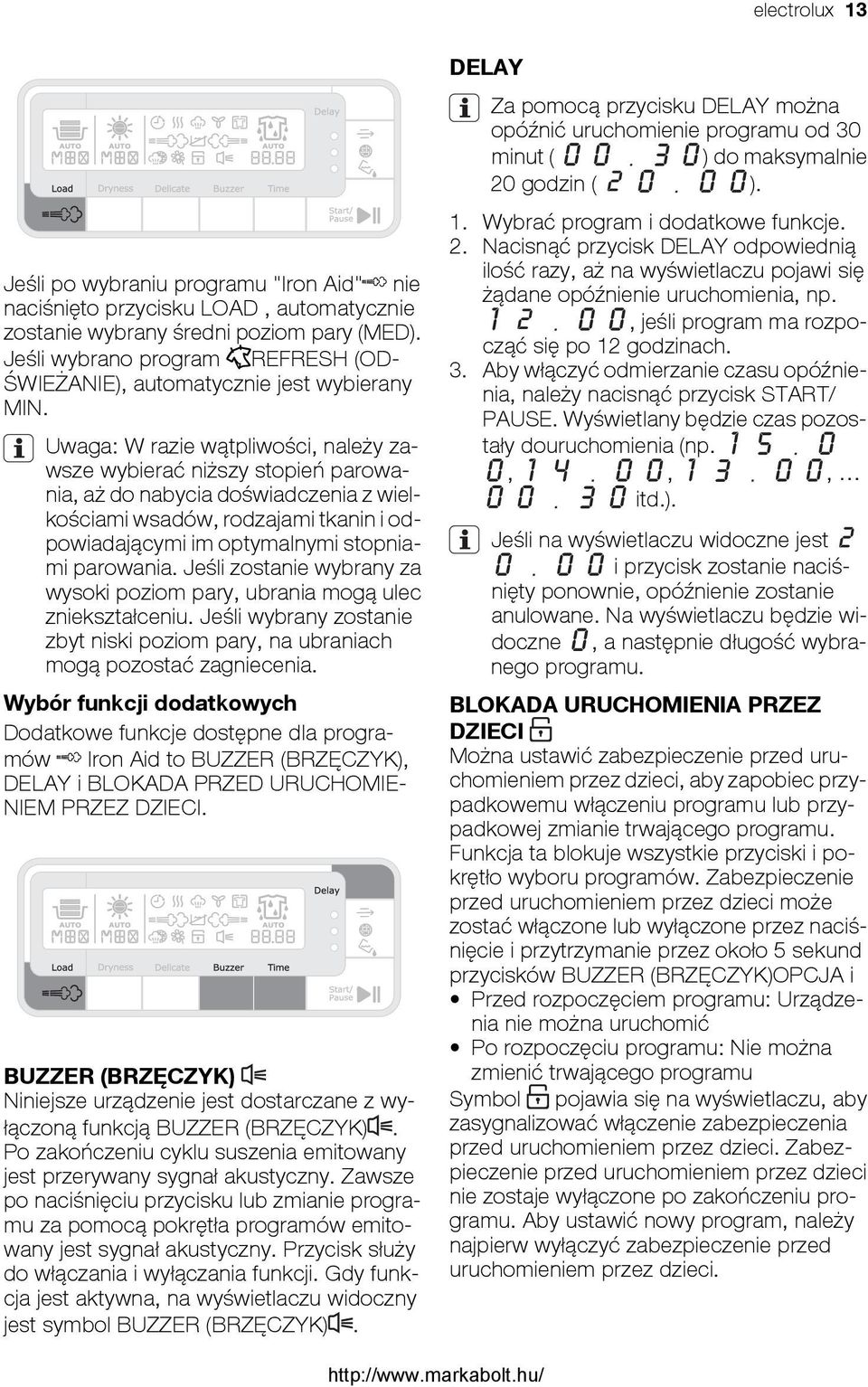 Jeśli wybrano program REFRESH (ODŚWIEŻANIE), automatycznie jest wybierany MIN.