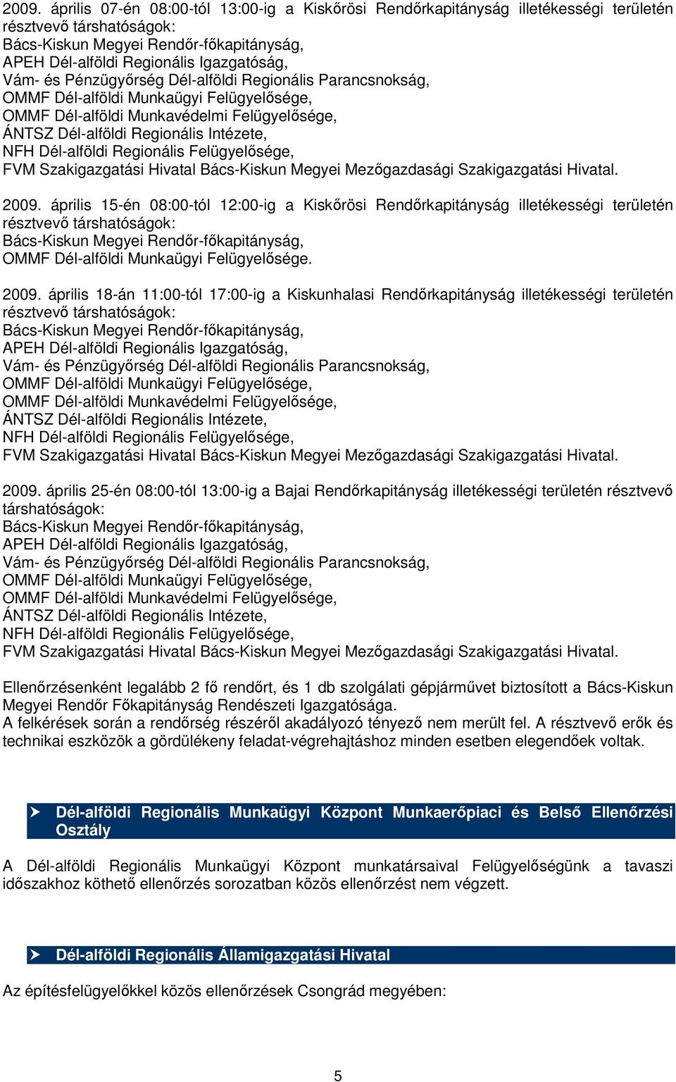 Dél-alföldi Regionális Felügyelősége, FVM Szakigazgatási Hivatal Bács-Kiskun Megyei Mezőgazdasági Szakigazgatási Hivatal. 2009.