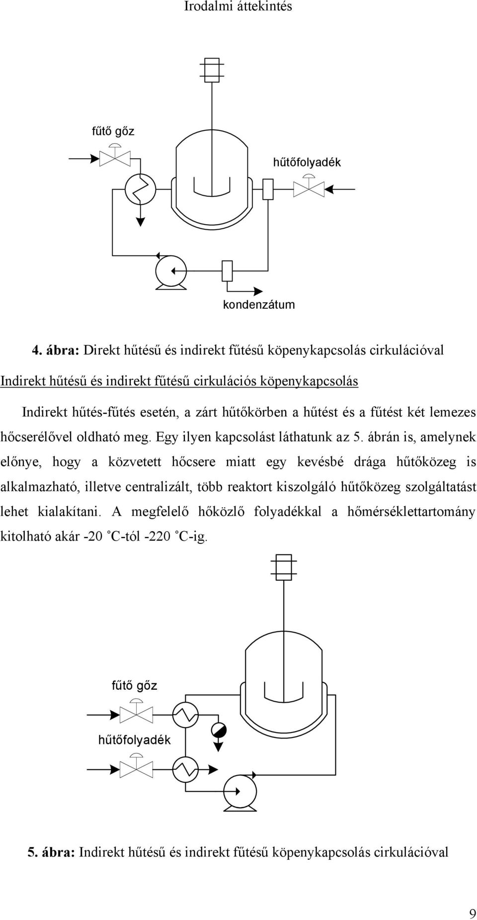 a hűtést és a fűtést két lemezes hőcserélővel oldható meg. Egy ilyen kapcsolást láthatunk az 5.