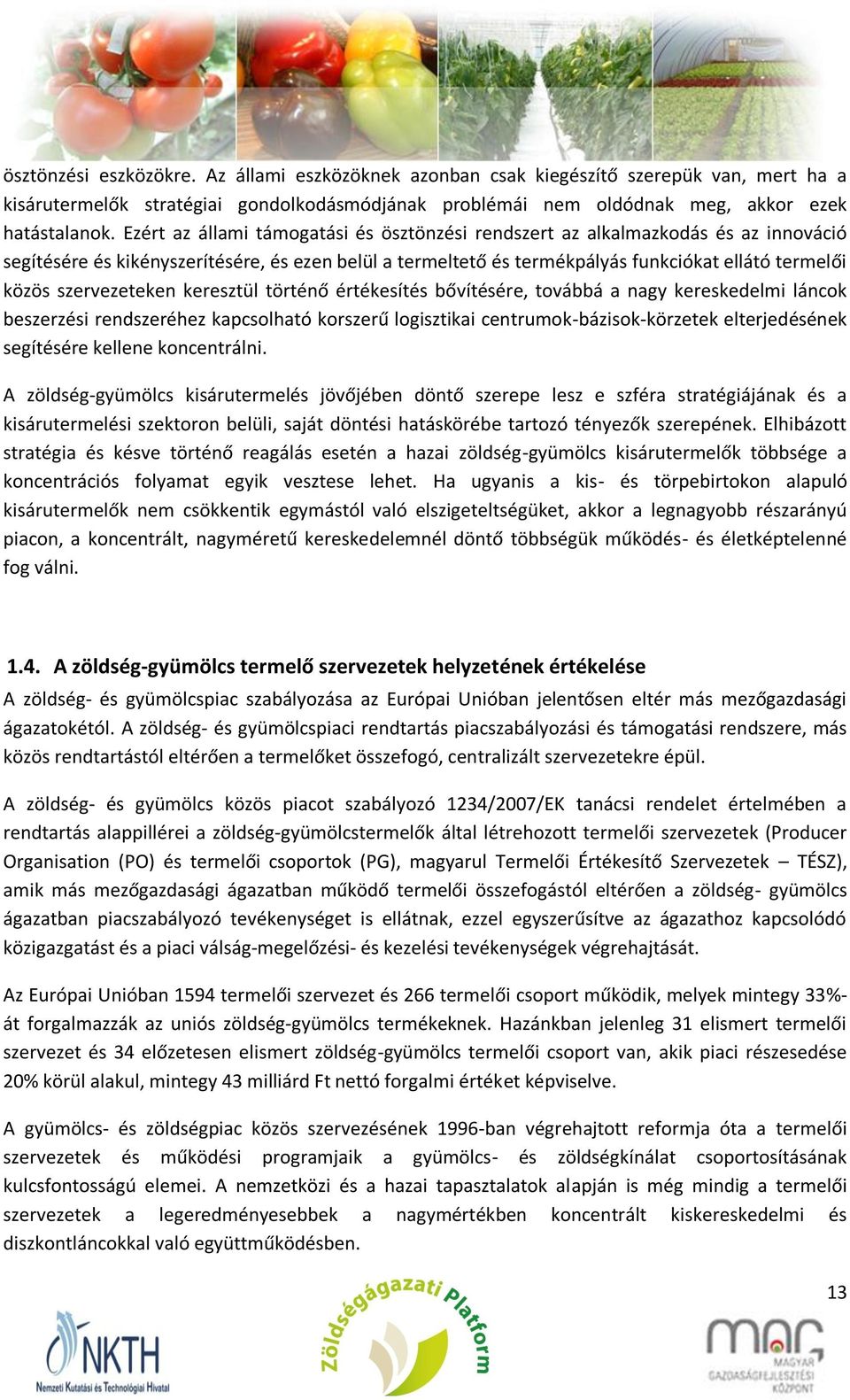 szervezeteken keresztül történő értékesítés bővítésére, továbbá a nagy kereskedelmi láncok beszerzési rendszeréhez kapcsolható korszerű logisztikai centrumok-bázisok-körzetek elterjedésének