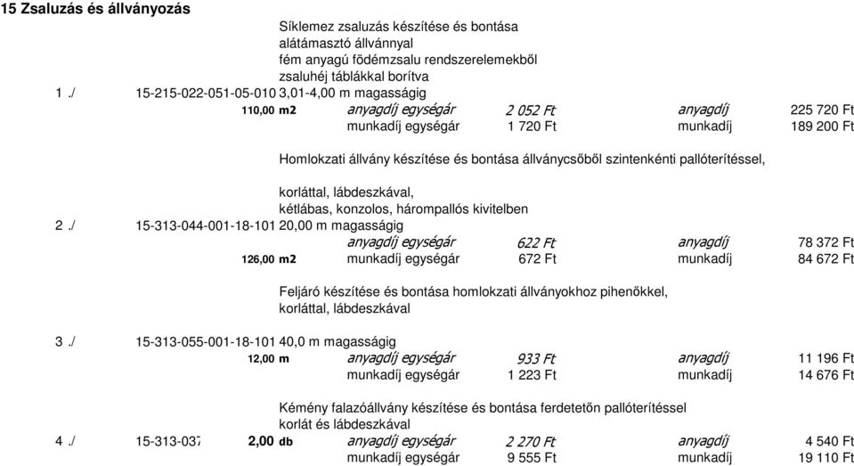 állványcsıbıl szintenkénti pallóterítéssel, korláttal, lábdeszkával, kétlábas, konzolos, hárompallós kivitelben 2.