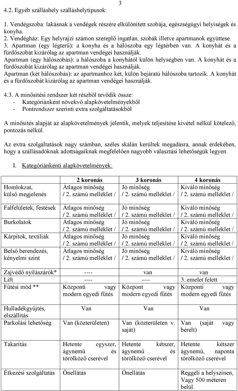 A konyhát és a fürdőszobát kizárólag az apartman vendégei használják. Apartman (egy hálószobás): a hálószoba a konyhától külön helységben van.