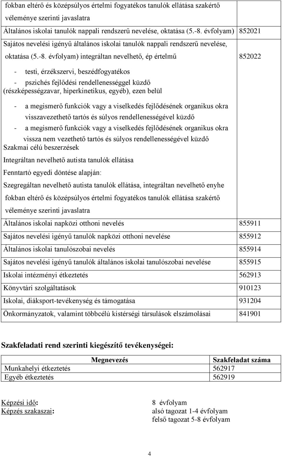 évfolyam) integráltan nevelhető, ép értelmű - testi, érzékszervi, beszédfogyatékos - pszichés fejlődési rendellenességgel küzdő (részképességzavar, hiperkinetikus, egyéb), ezen belül - a megismerő