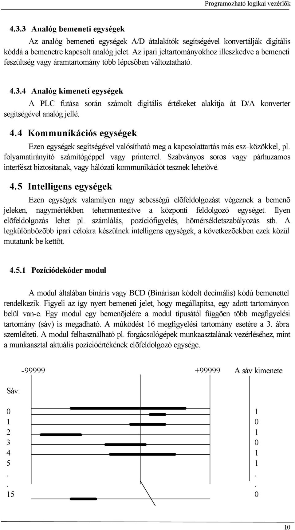 4 Analóg kimeneti egységek A PLC futása során számolt digitális értékeket alakítja át D/A konverter segítségével analóg jellé. 4.