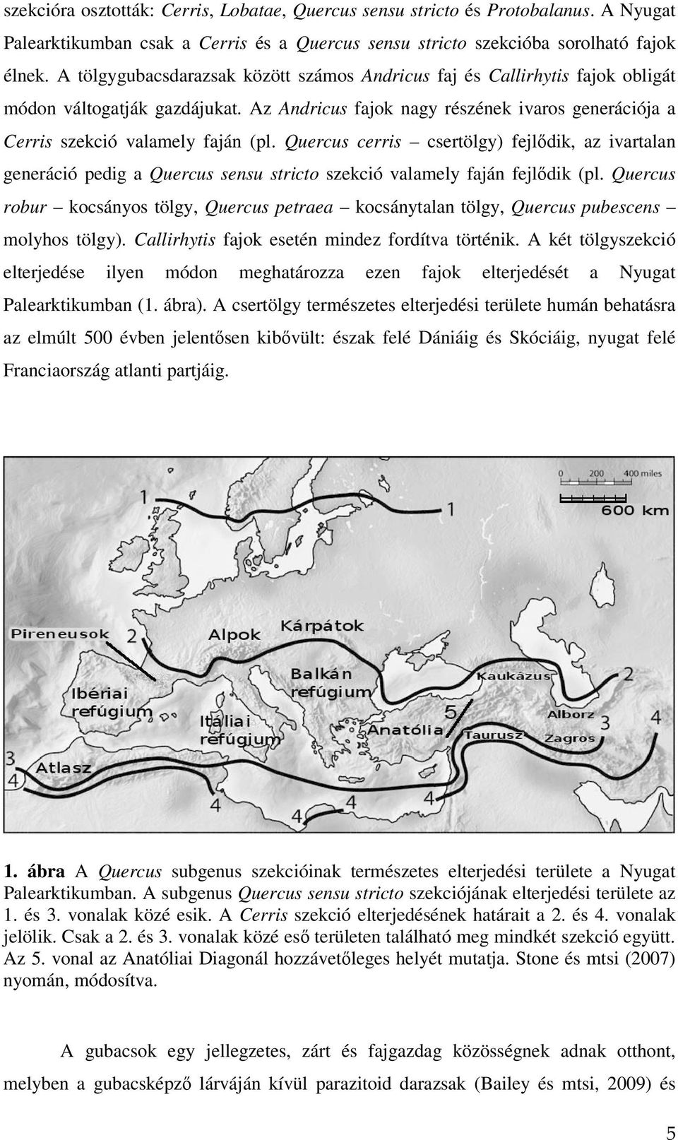 Quercus cerris csertölgy) fejlıdik, az ivartalan generáció pedig a Quercus sensu stricto szekció valamely faján fejlıdik (pl.